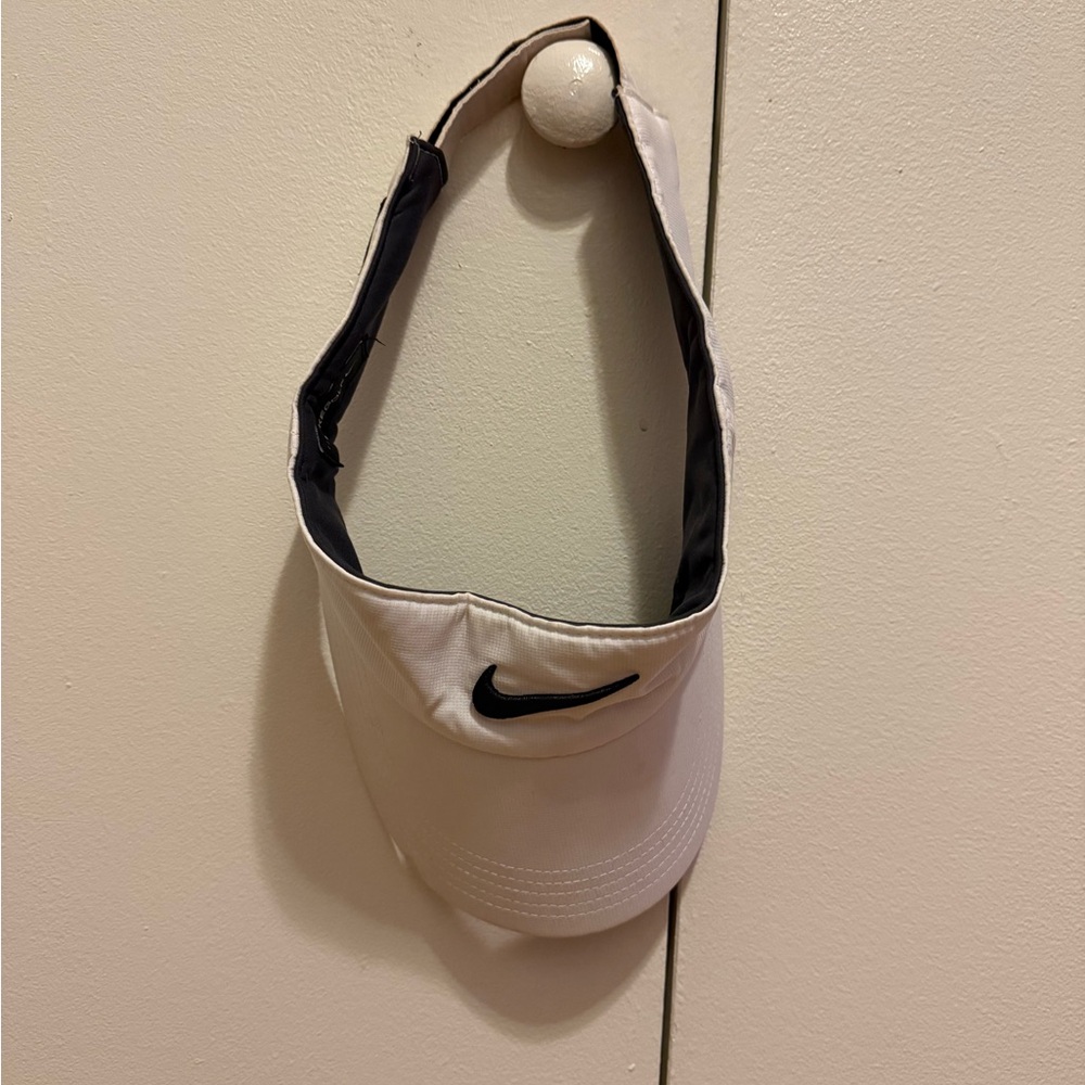 Nike White Visor with Black Swoosh